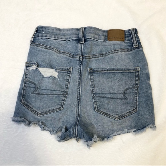 American Eagle Curvy Hi Rise Shortie Distressed Jean Shorts Women’s Size 2 - Picture 5 of 11